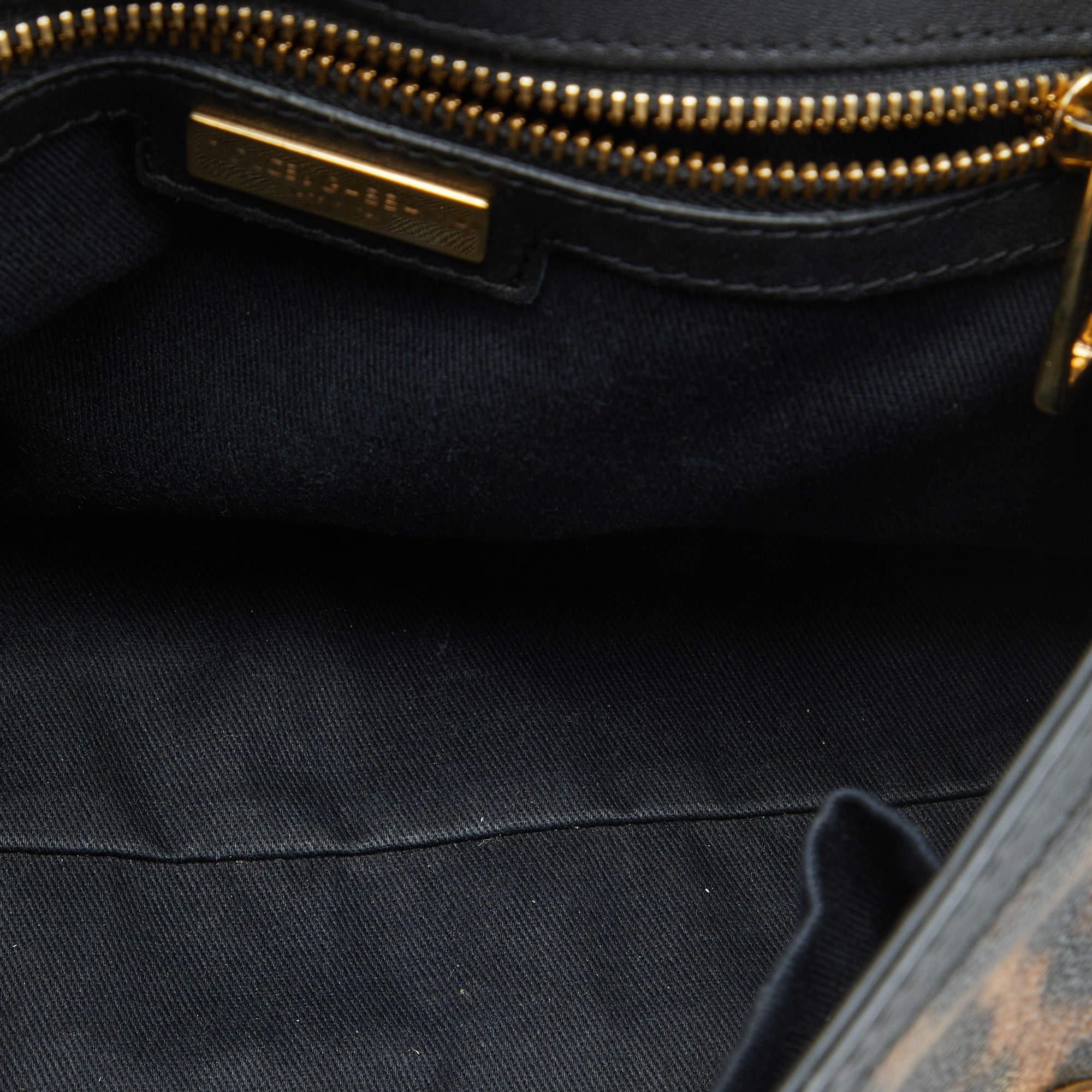 Dolce & Gabbana Leopard Print Canvas and Leather Miss Sicily Top  Handle Bag 3