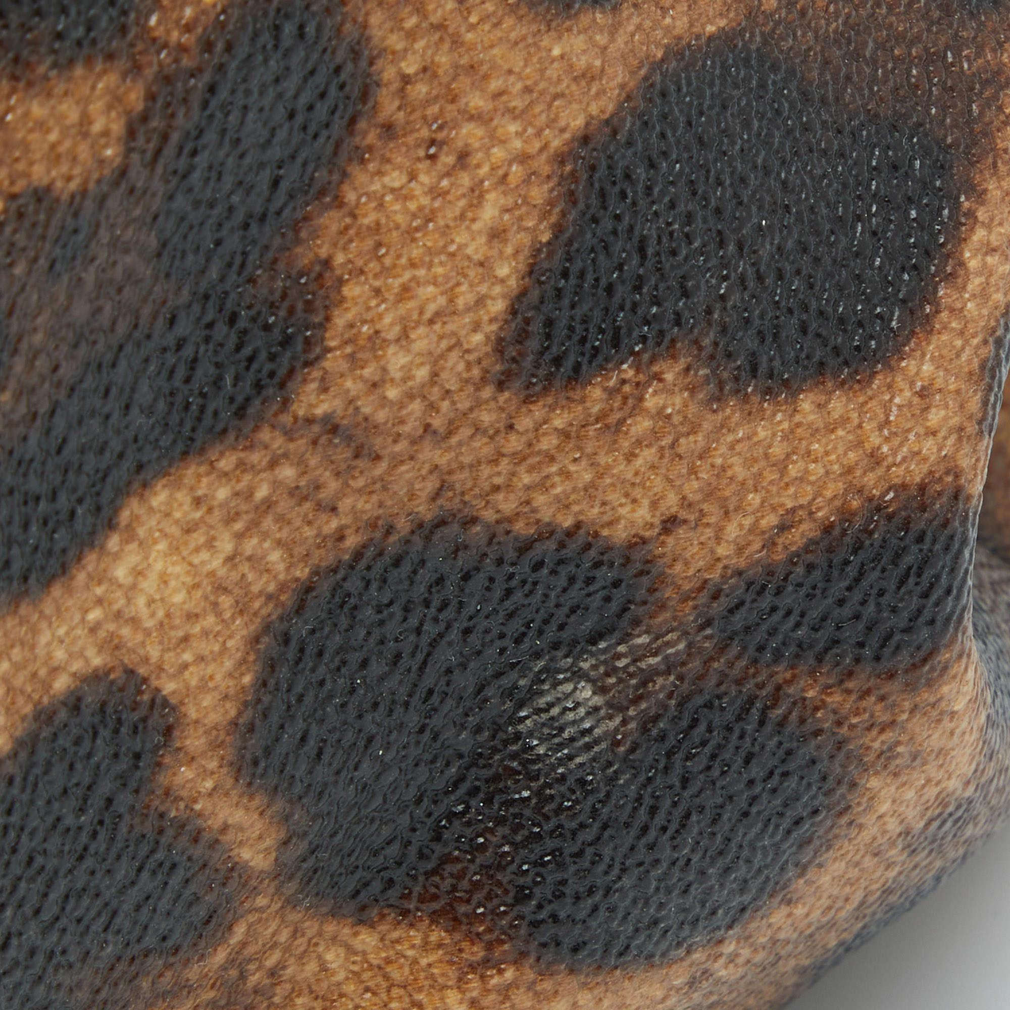 Dolce & Gabbana Leopard Print Canvas and Leather Miss Sicily Top  Handle Bag 4