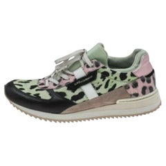 Dolce & Gabbana Leopard Print Canvas & Leather Low Top Sneakers Size 38