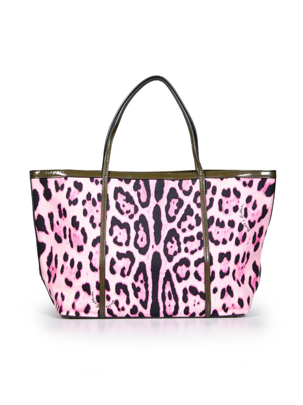 Pink Dolce & Gabbana Leopard Print Canvas Tote Bag