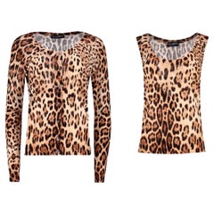 Conjunto de dos piezas Dolce & Gabbana de chaqueta y top a juego con estampado de leopardo