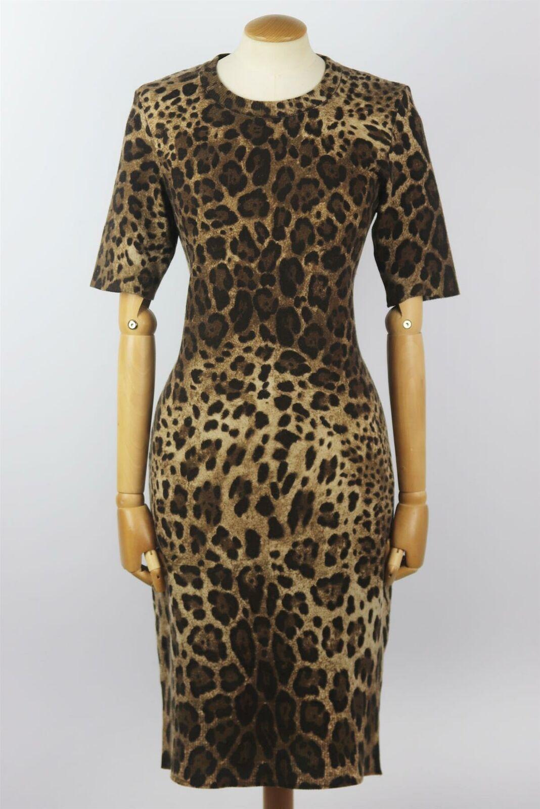 This dress by Dolce & Gabbana is a classic with leopard print cashmere-blend composition and soft smooth silhouette that holds the shape beautifully and nips in perfectly at the waist for an elongated silhouette.
Brown cashmere-blend. 
Slips on.