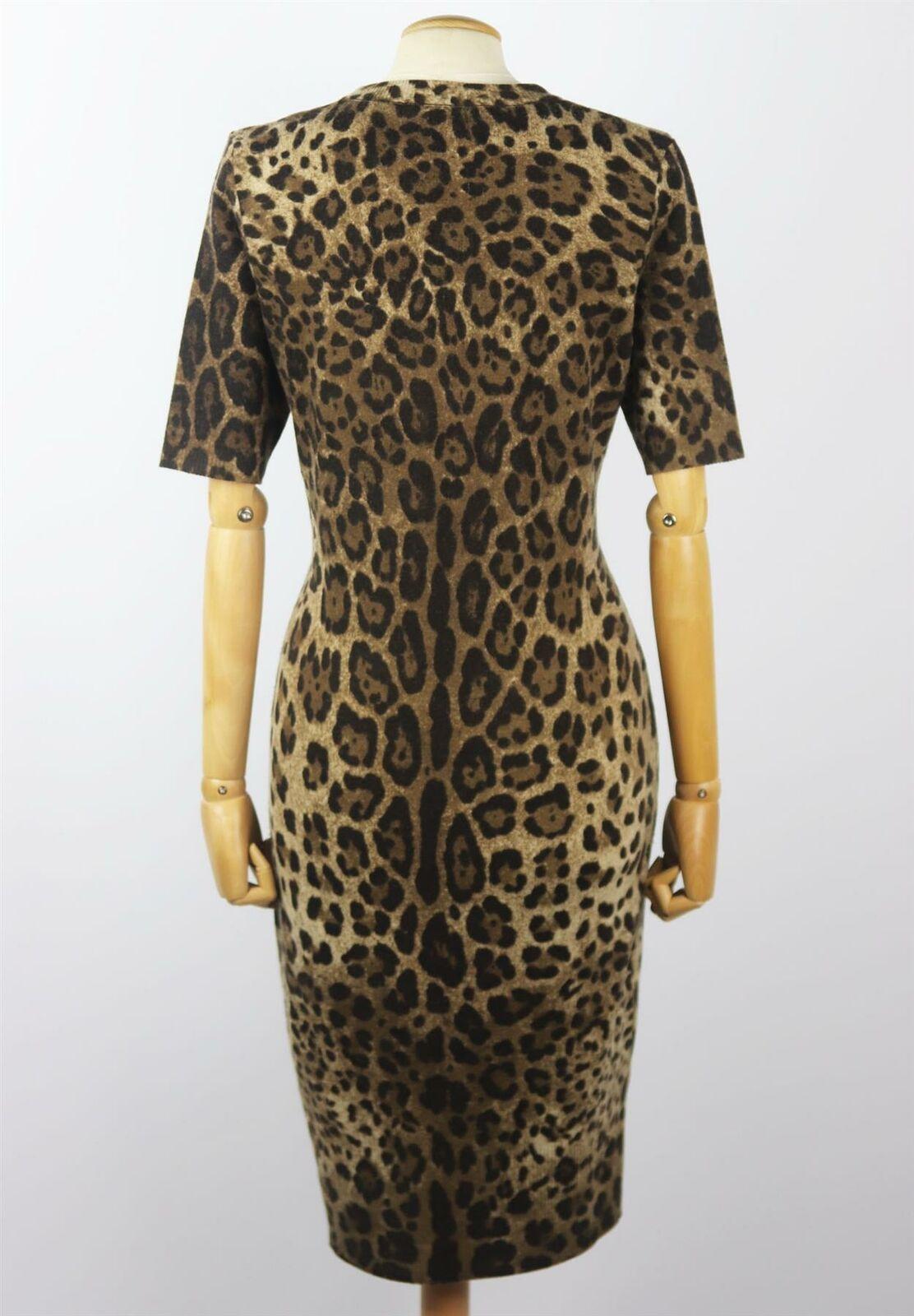 Dolce & Gabbana Leopard Print Cashmere Blend Dress In Good Condition In London, GB