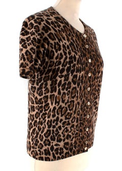 Dolce & Gabbana Leopard Print Cashmere Short Sleeve Cardigan - Size US 6