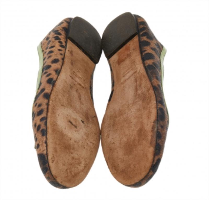 Dolce & Gabbana Ballerines en toile et cuir imprimé léopard, taille 40 2