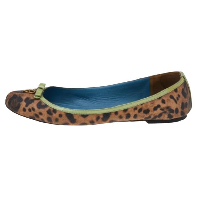 Dolce & Gabbana Ballerines en toile et cuir imprimé léopard, taille 40