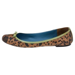 Dolce & Gabbana Leopard Print Coated Canvas And Leather Ballet Flats Size 40