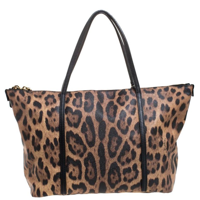 Dolce and Gabbana Leopard Print Coated Canvas and Leather Miss Escape ...
