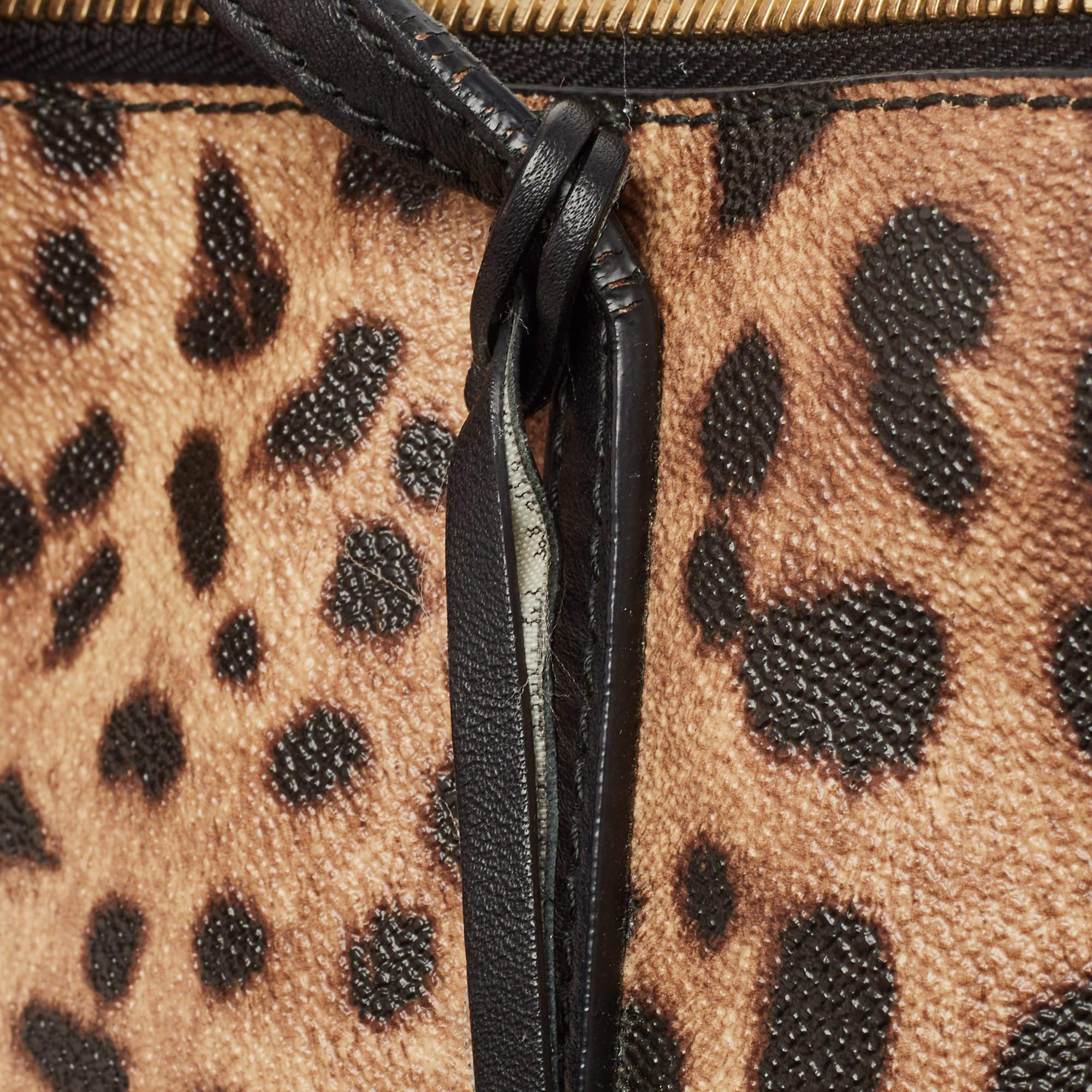 Dolce & Gabbana Leopard Print Coated Canvas and Leather Miss Escape Zip Tote 8