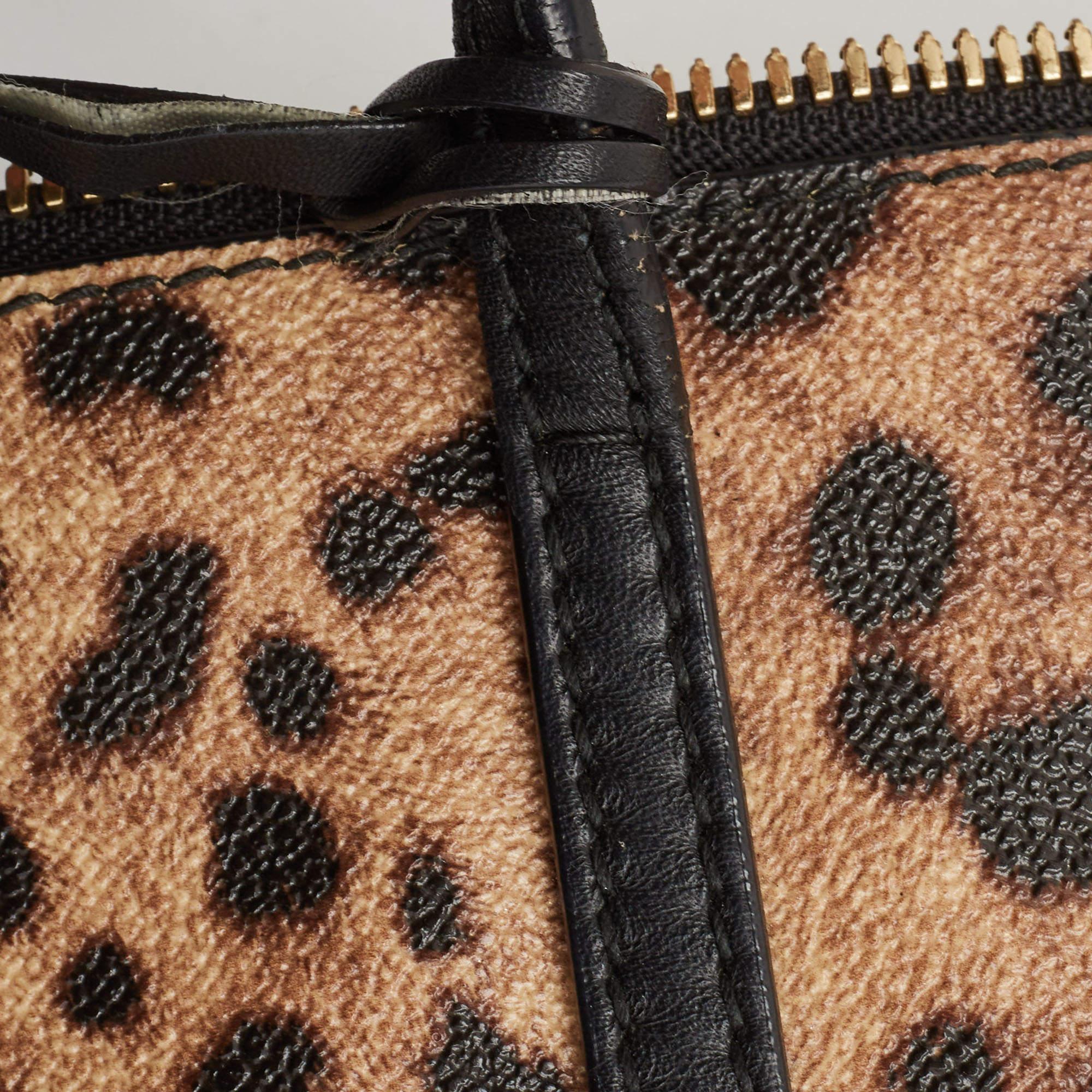 Dolce & Gabbana Leopard Print Coated Canvas and Leather Miss Escape Zip Tote 5
