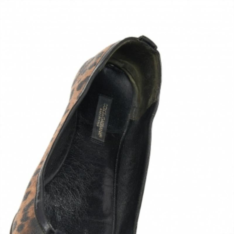 Dolce & Gabbana Leopard Print Coated Canvas Bow Detail Ballet Flats Size 37 In Fair Condition In Dubai, Al Qouz 2