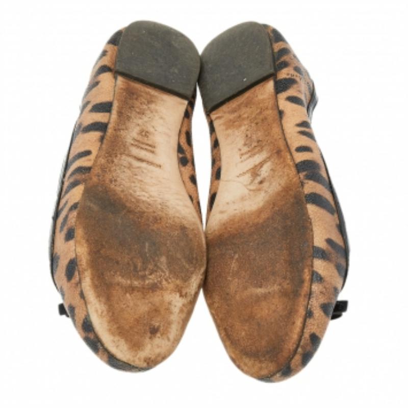 Dolce & Gabbana Leopard Print Coated Canvas Bow Detail Ballet Flats Size 37 1