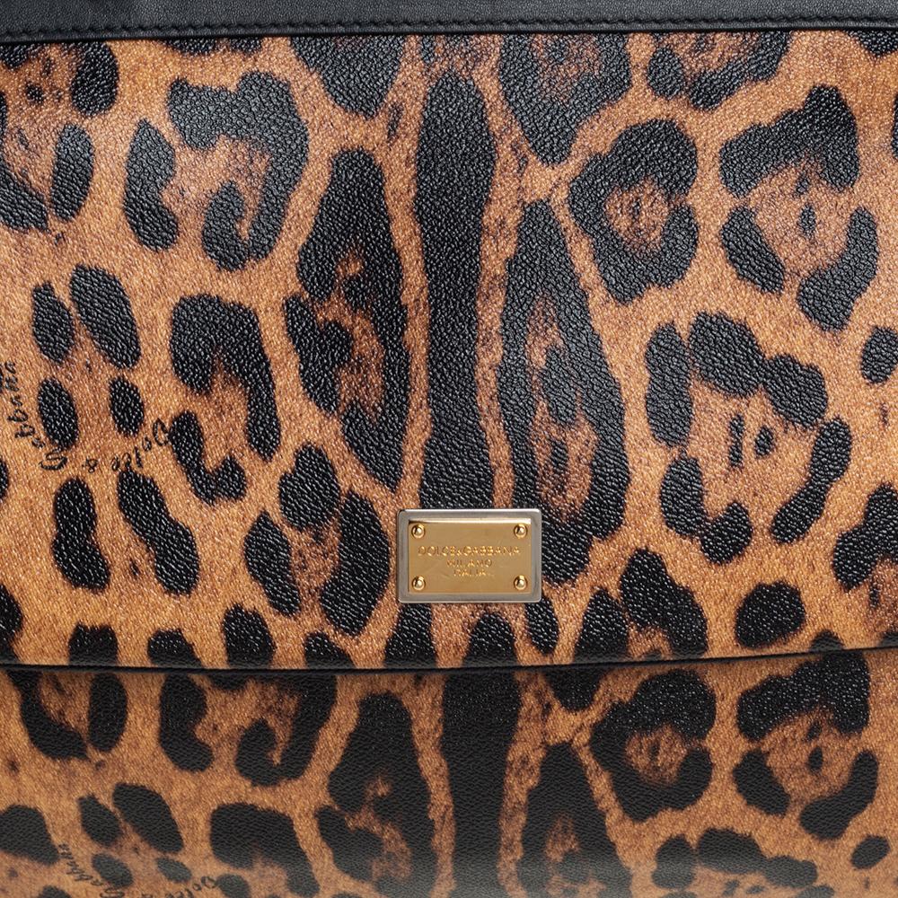 Dolce & Gabbana Leopard Print Coated Canvas Large Miss Sicily Top Handle Bag 2