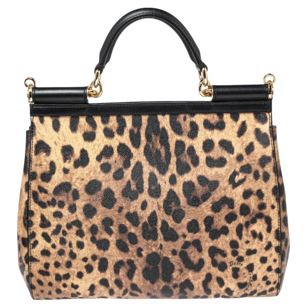 The Miss Sicily bag is one of the most celebrated creations from Dolce & Gabbana. The bag beautifully embodies the spirit of extravagance and feminity that the Italian luxury brand carries. Crafted from leopard-printed canvas and leather, this bag