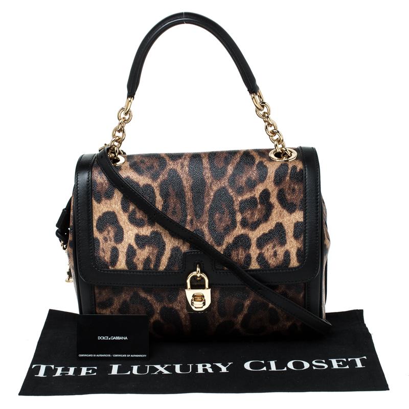 Dolce & Gabbana Leopard Print Coated Canvas Padlock Shoulder Bag 3