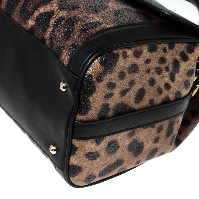 Women's Dolce & Gabbana Leopard Print Coated Canvas Padlock Shoulder Bag