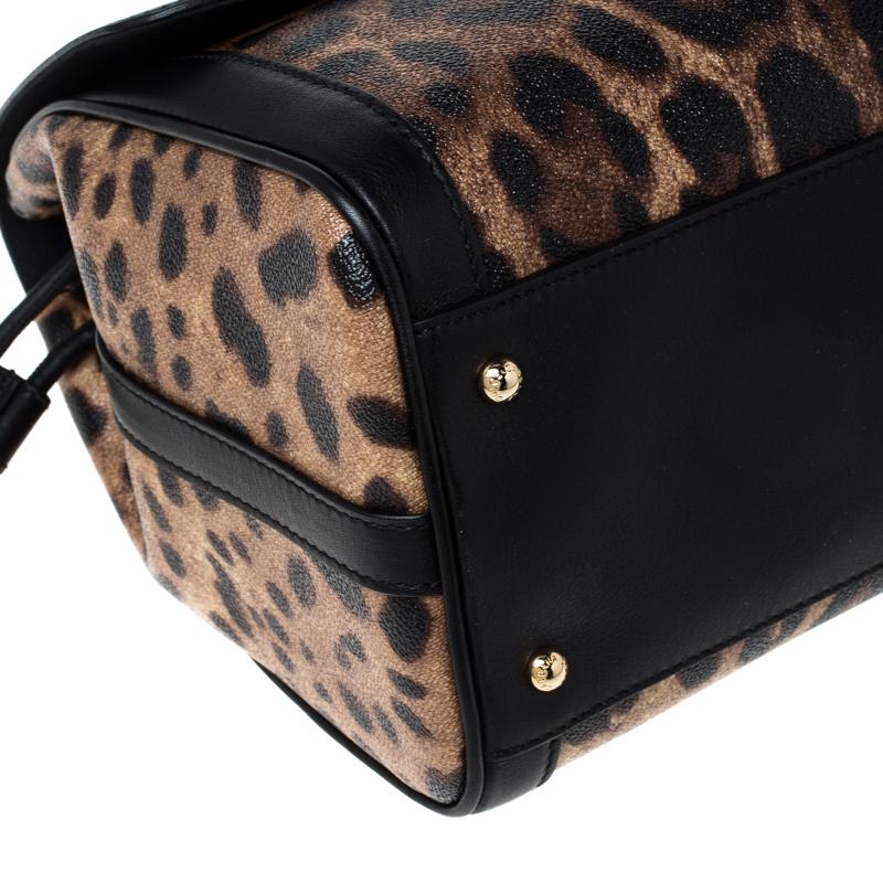 Dolce & Gabbana Leopard Print Coated Canvas Padlock Shoulder Bag 1