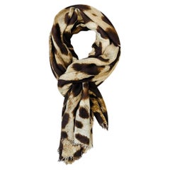 Dolce & Gabbana Leopard Print Cotton Twill Scarf