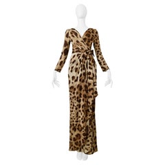 Dolce & Gabbana Leopard Print Evening Gown With Bow