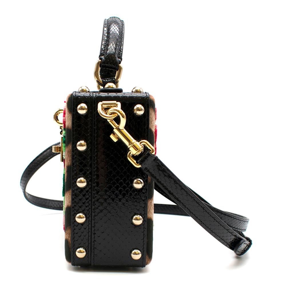 Dolce & Gabbana Leopard-Print Floral Velvet Box Bag In New Condition In London, GB