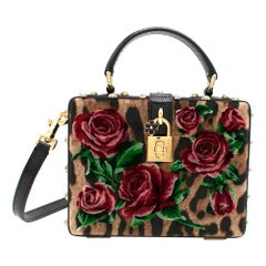 Dolce & Gabbana Leopard-Print Floral Velvet Box Bag