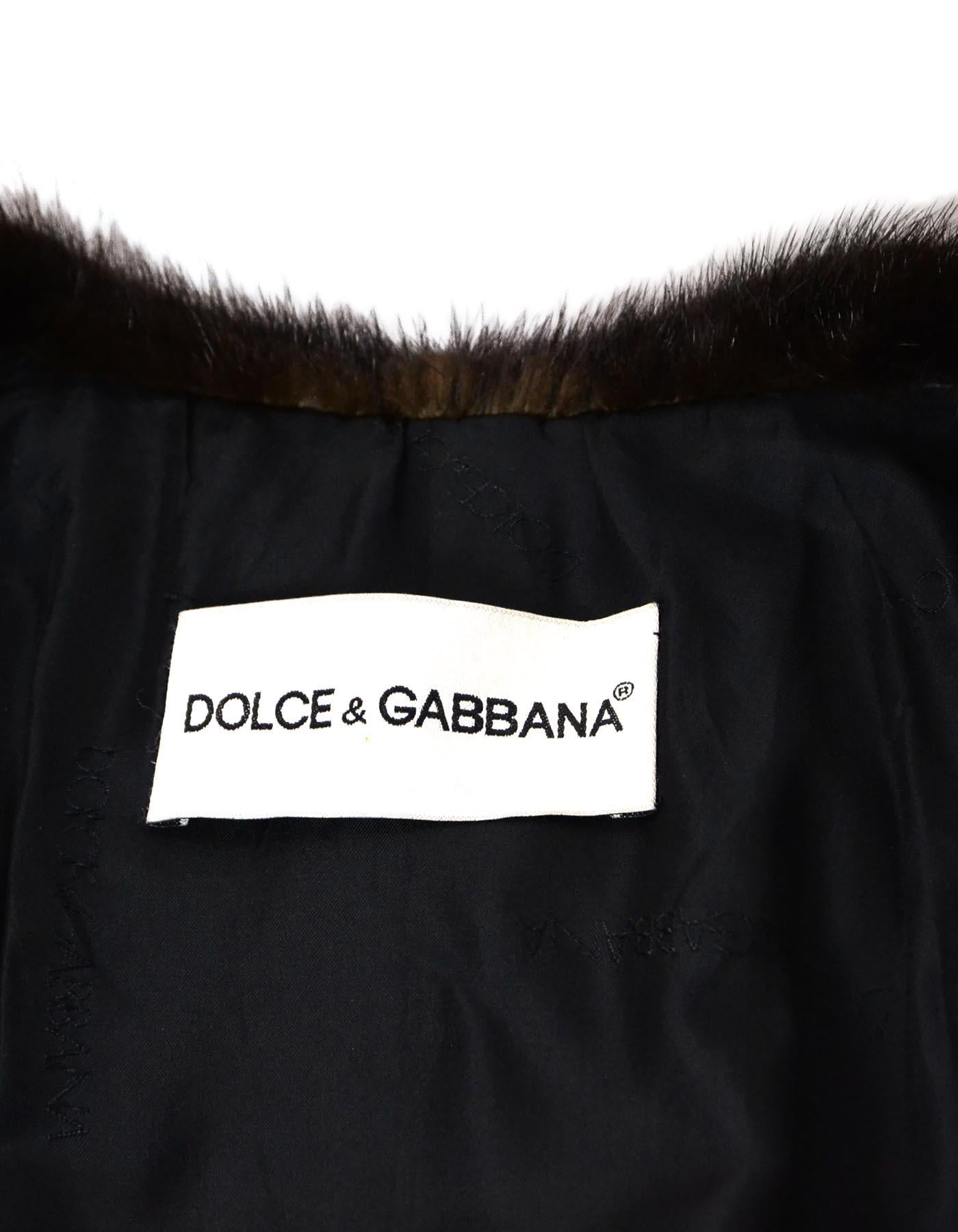 Brown Dolce & Gabbana Leopard Print Fox Fur Coat Sz L
