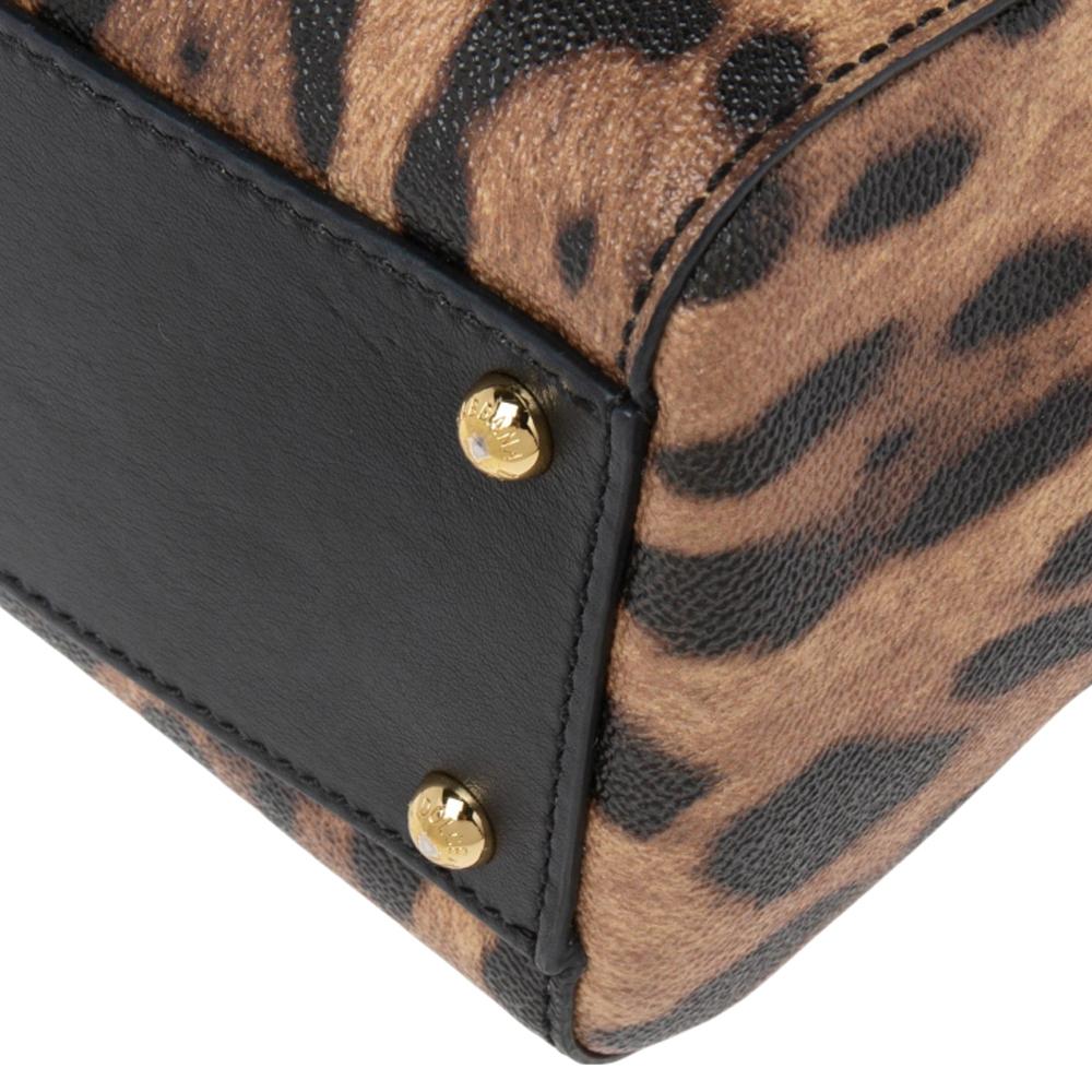 Black Dolce & Gabbana Leopard Print Leather Medium Miss Sicily Top Handle Bag