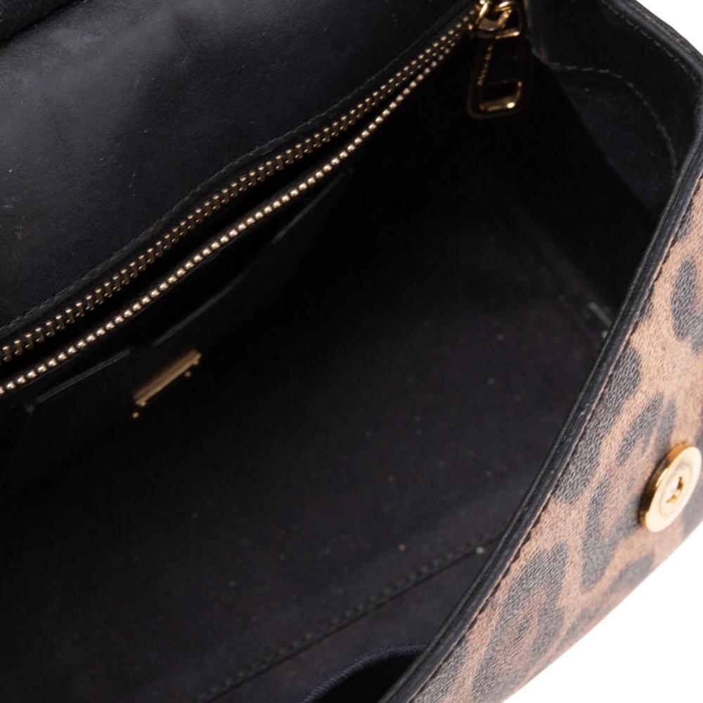 Dolce & Gabbana Leopard Print Leather Medium Miss Sicily Top Handle Bag 3