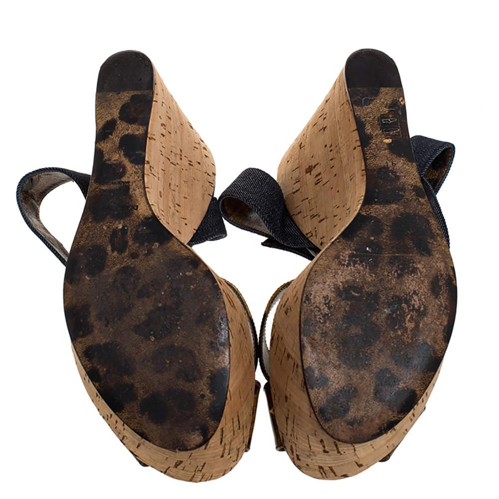 Dolce & Gabbana Leopard Print Patent Leather & Wedge Platform Sandals Size 41 1