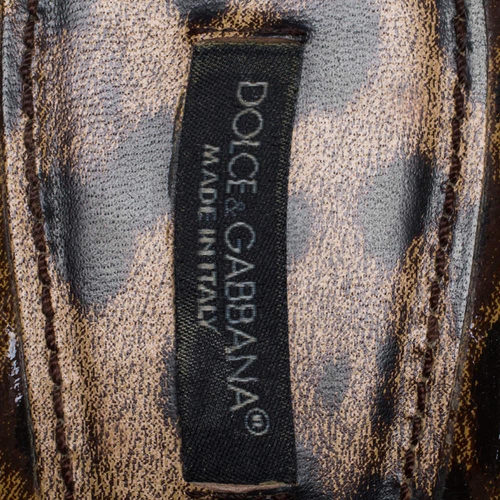 Dolce & Gabbana Leopard Print Patent Leather & Wedge Platform Sandals Size 41 2