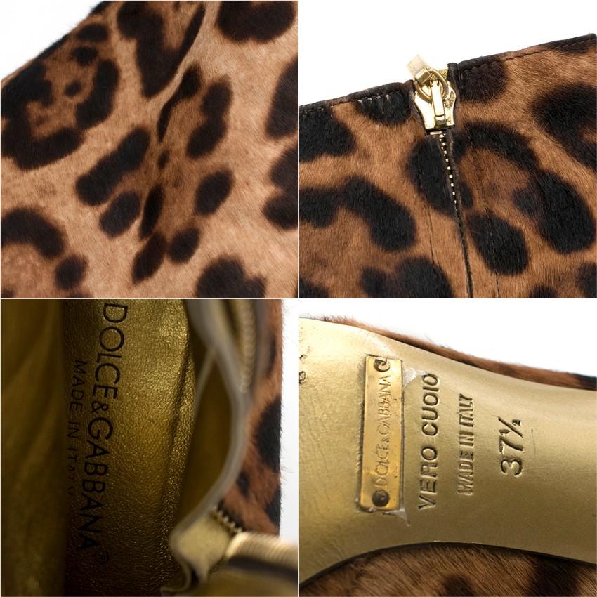 Dolce & Gabbana Leopard Print Pony Hair Ankle Boots 37.5 3