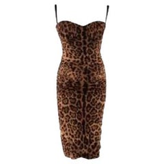 Dolce & Gabbana Leopard Print Ruched Fitted Dress