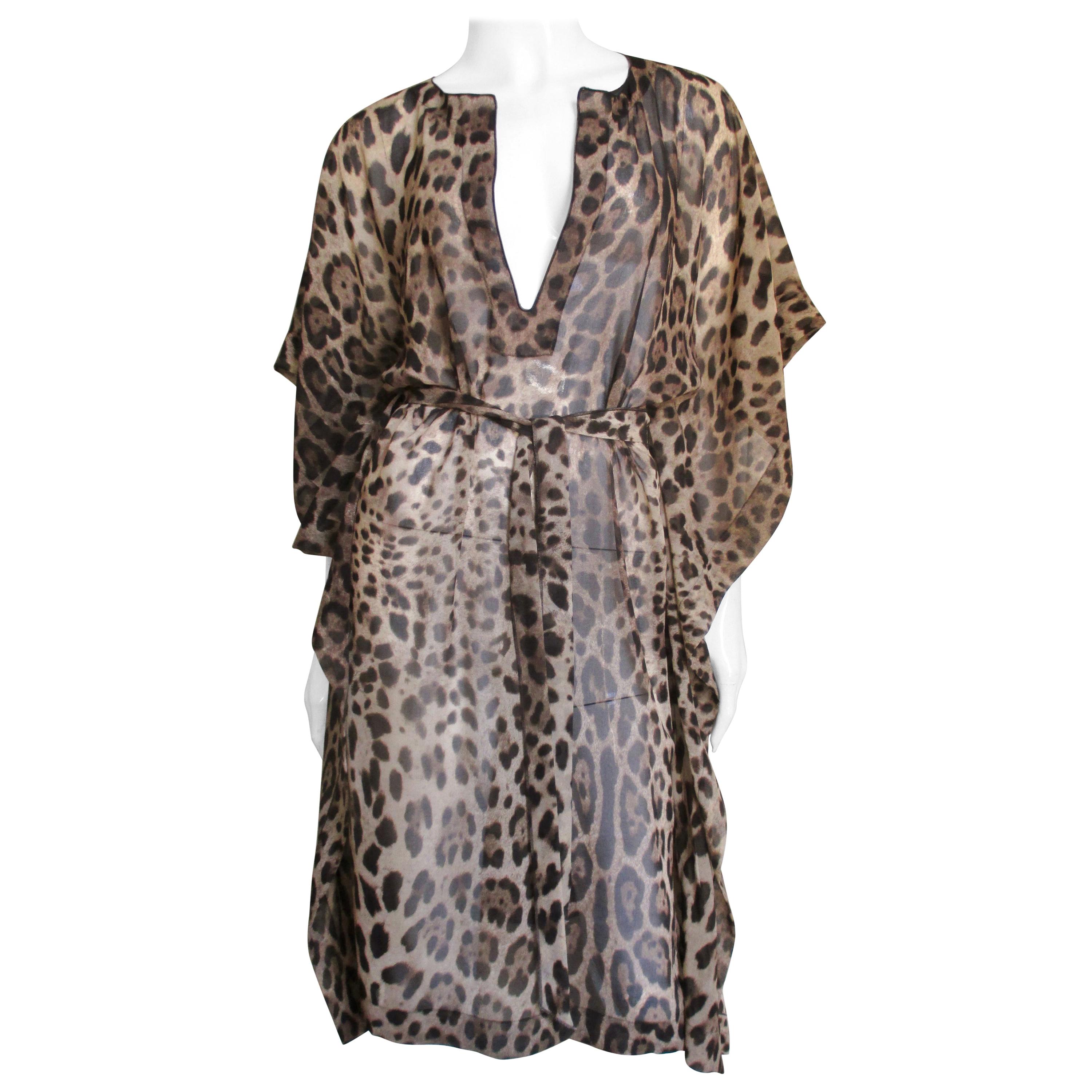 Dolce & Gabbana Leopard Print Silk Caftan Dress