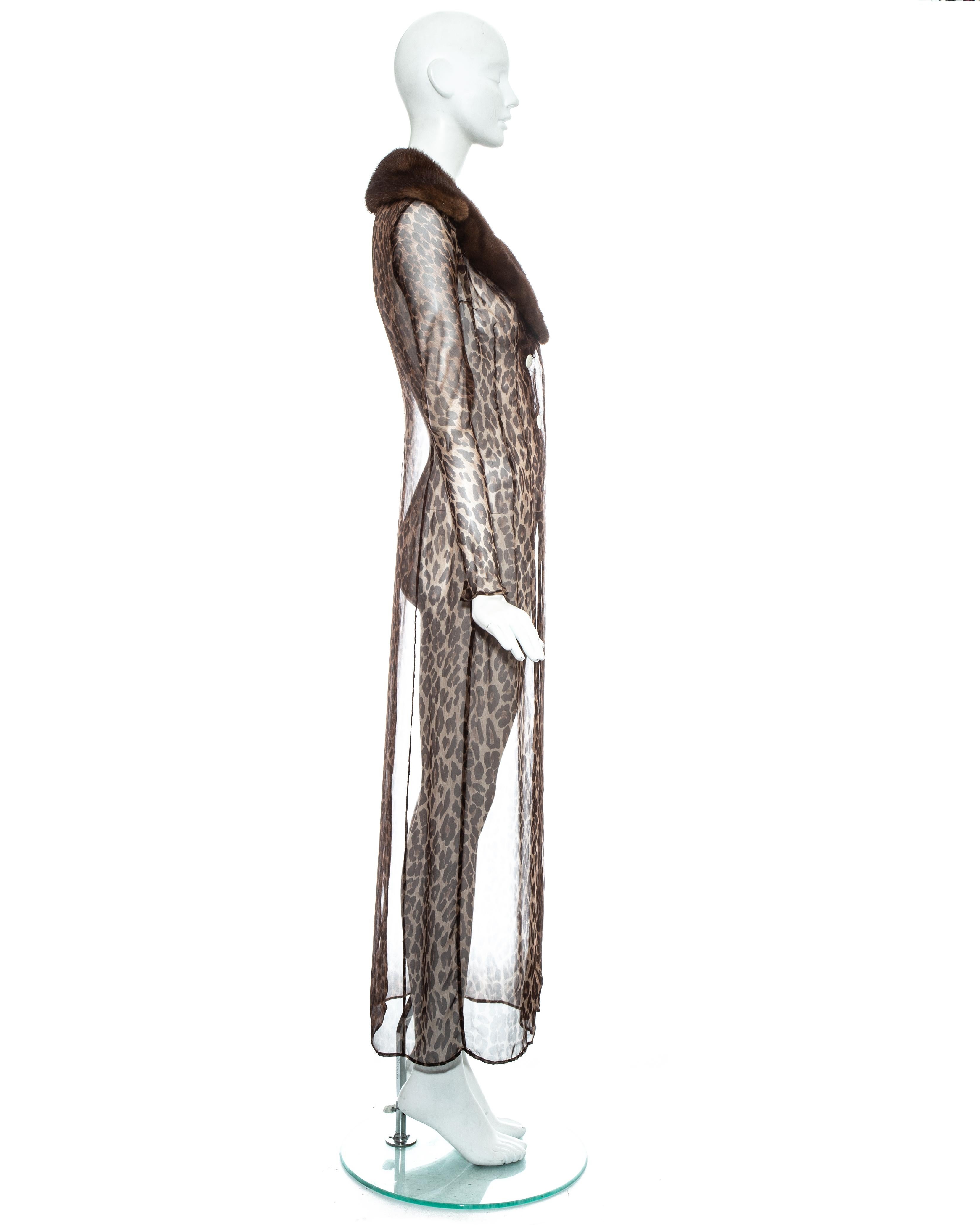 Dolce & Gabbana leopard print silk chiffon coat with mink fur collar, ss 1997 2
