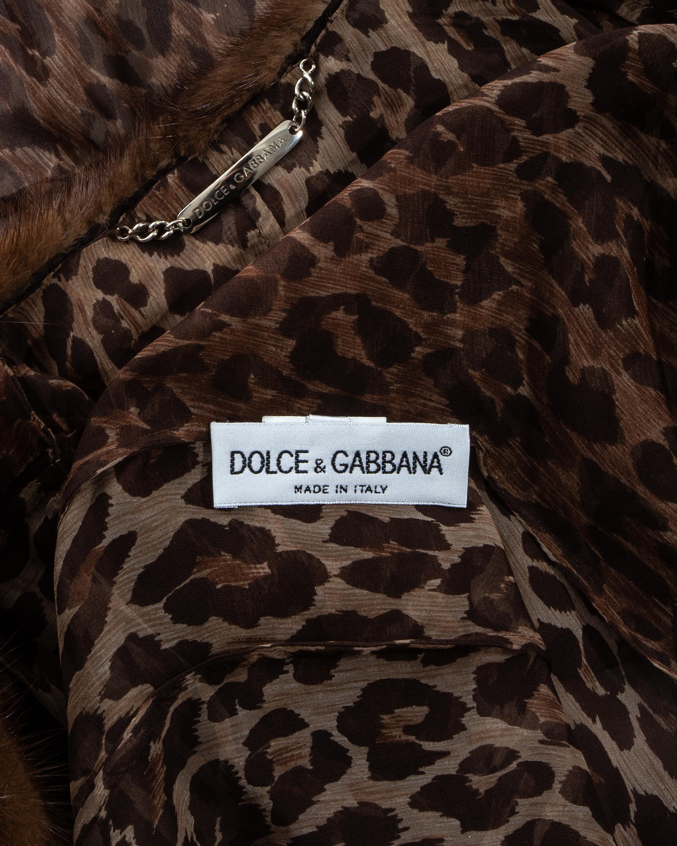 Dolce & Gabbana leopard print silk chiffon coat with mink fur collar, ss 1997 4