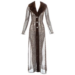 Dolce & Gabbana leopard print silk chiffon coat with mink fur collar, ss 1997