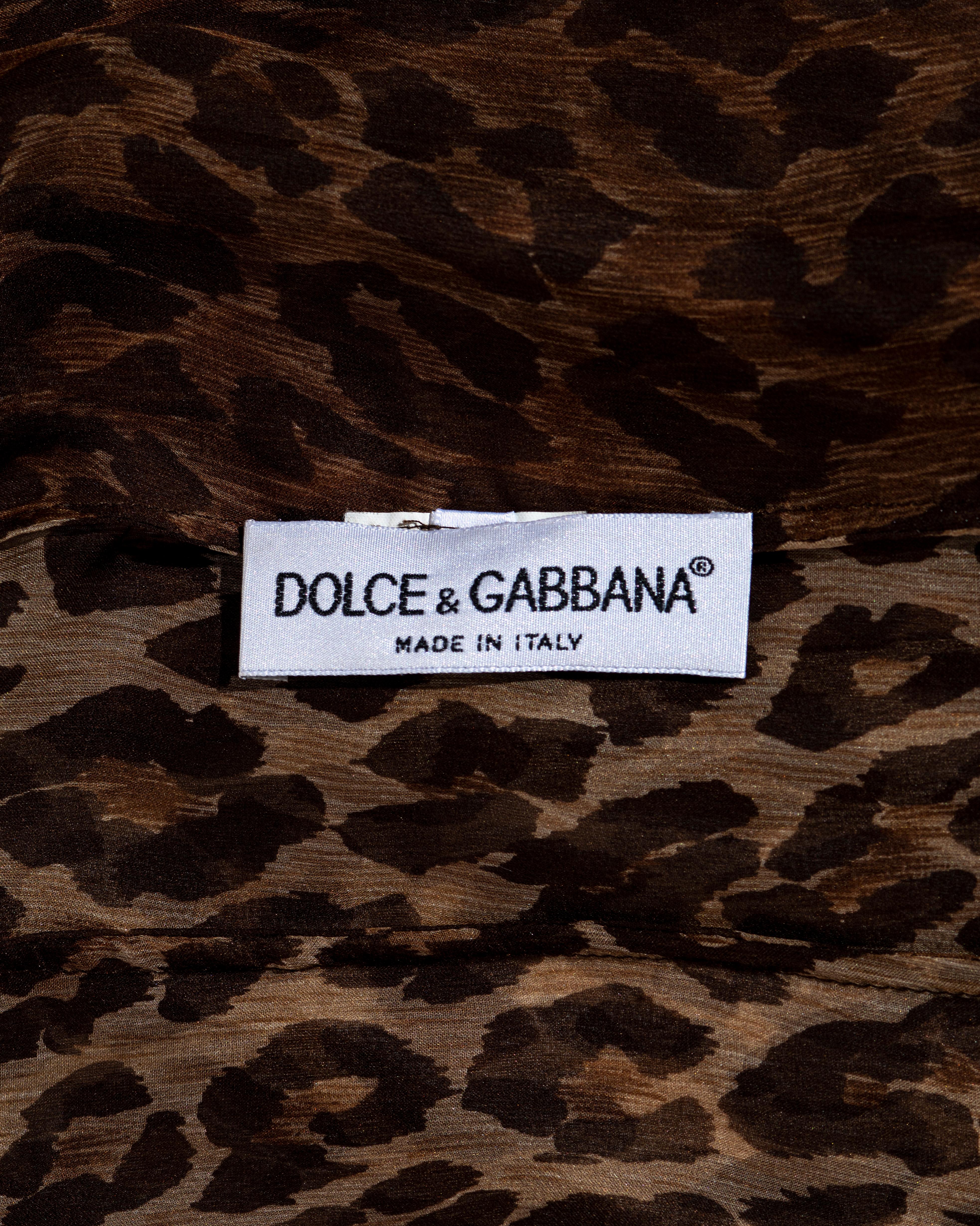 Dolce & Gabbana leopard print silk chiffon dress coat with fur collar, ss 1997 5