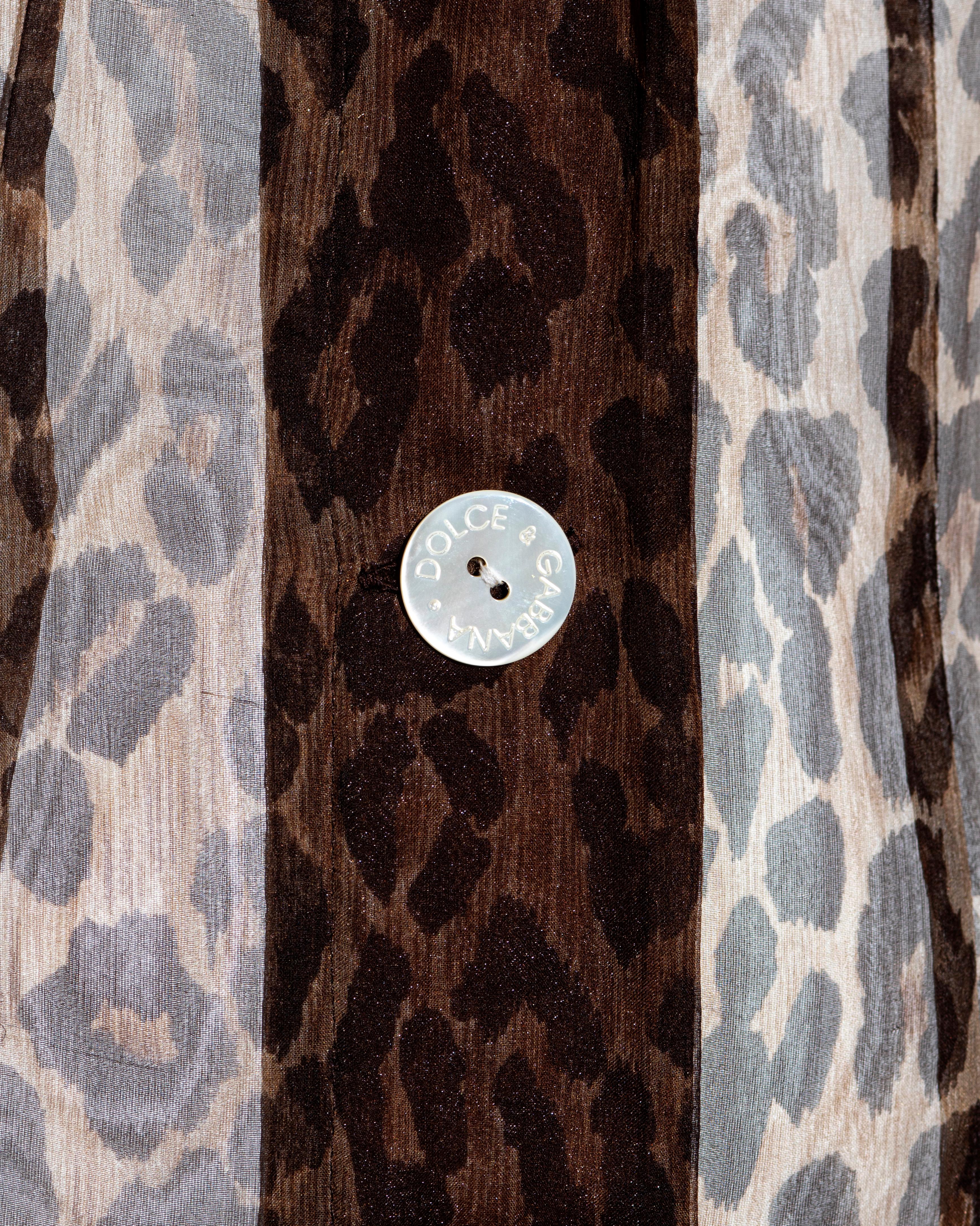 Dolce & Gabbana leopard print silk chiffon dress coat with fur collar, ss 1997 2