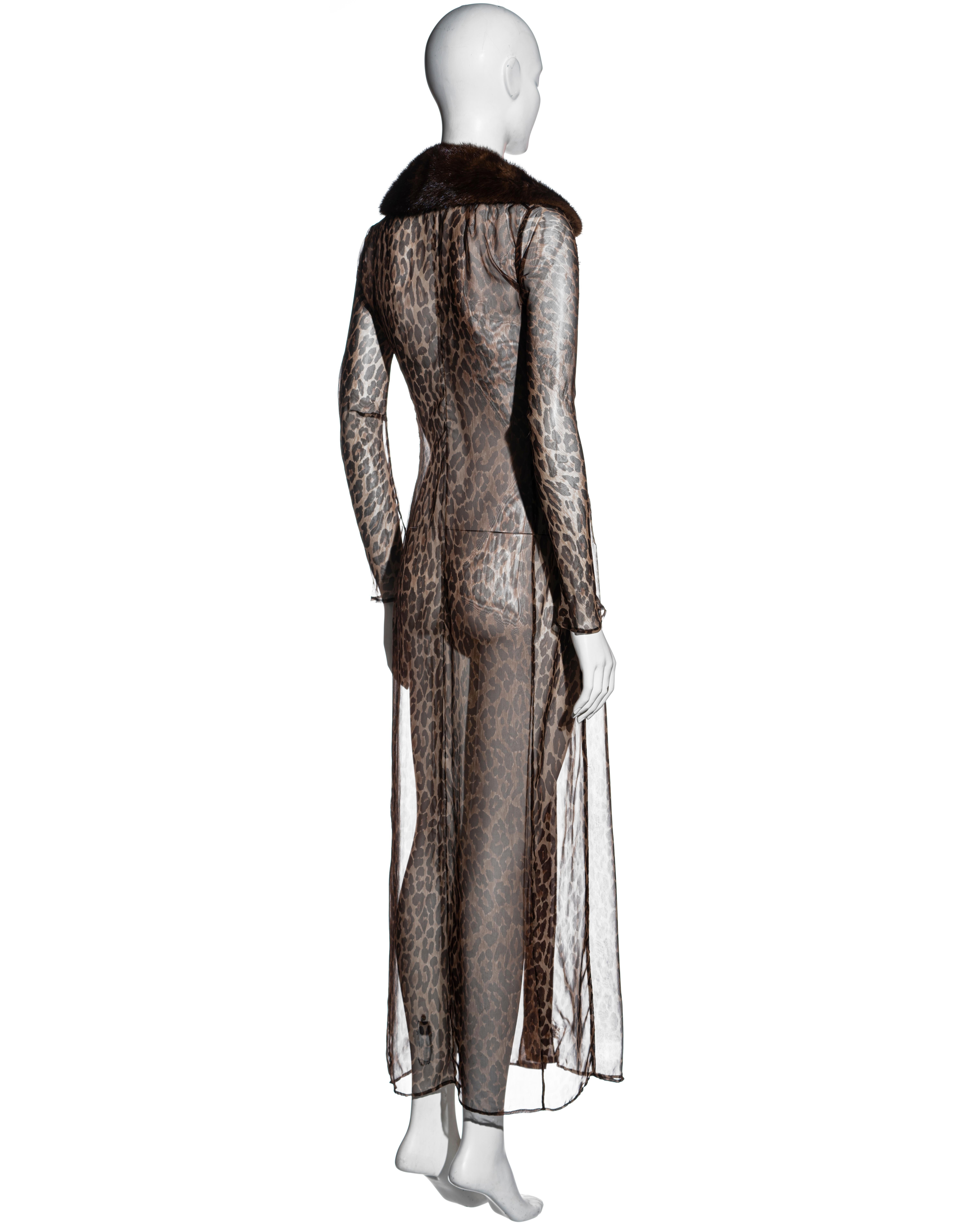 Dolce & Gabbana leopard print silk chiffon dress coat with fur collar, ss 1997 3