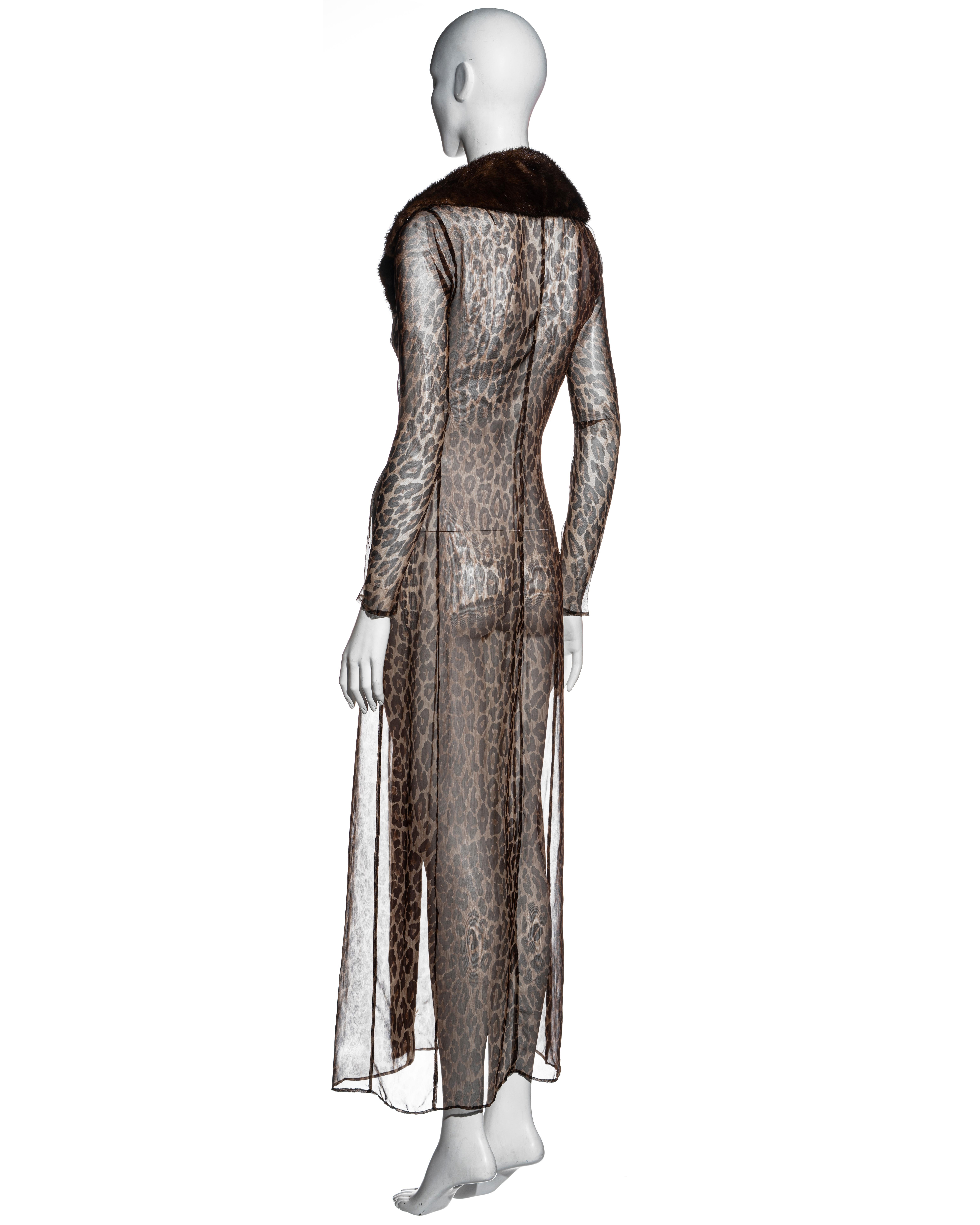 Dolce & Gabbana leopard print silk chiffon dress coat with fur collar, ss 1997 4