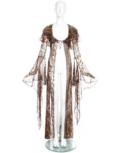 Dolce & Gabbana robe du soir en mousseline de soie imprimée léopard:: ss 1997