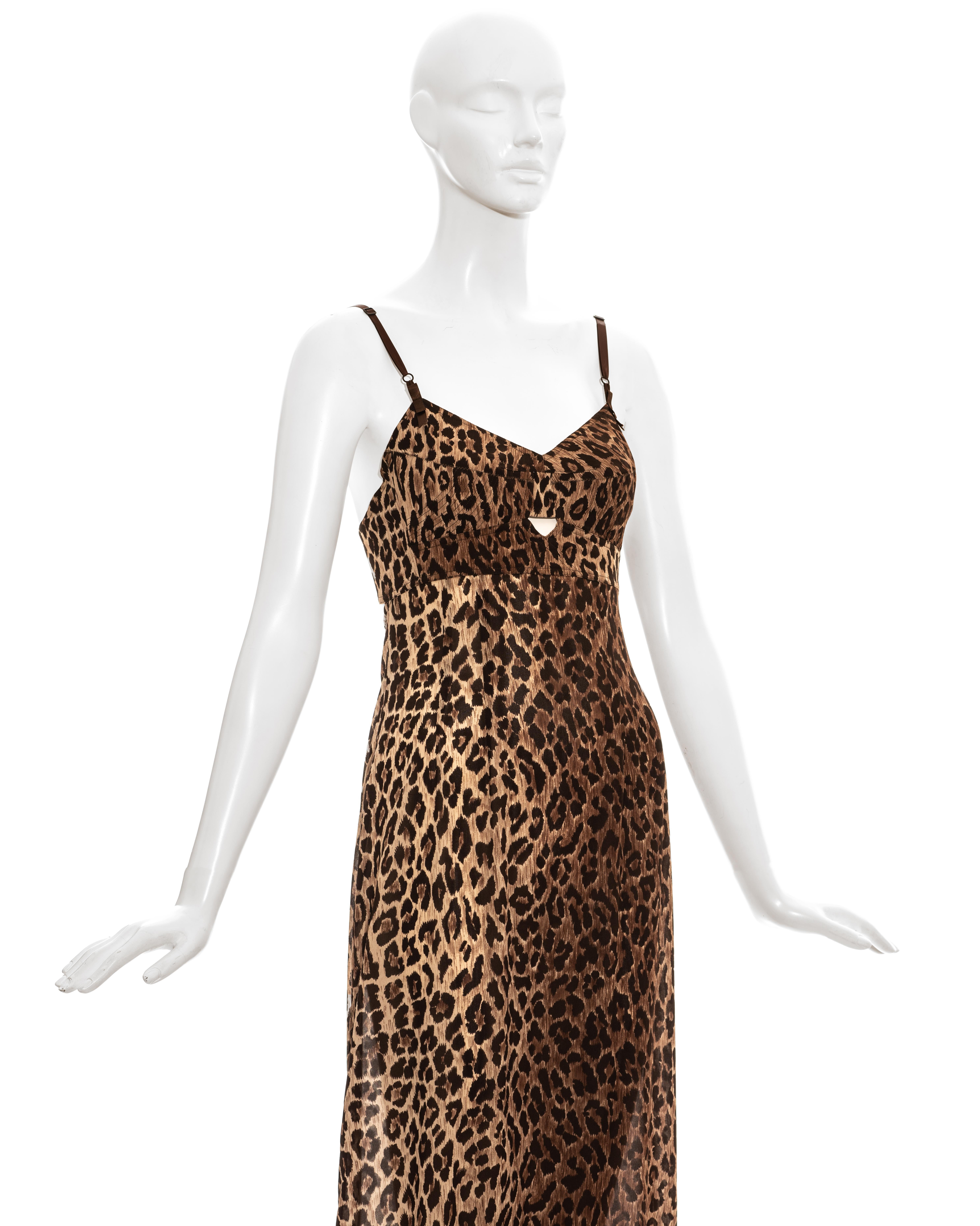 leopard print silk slip dress
