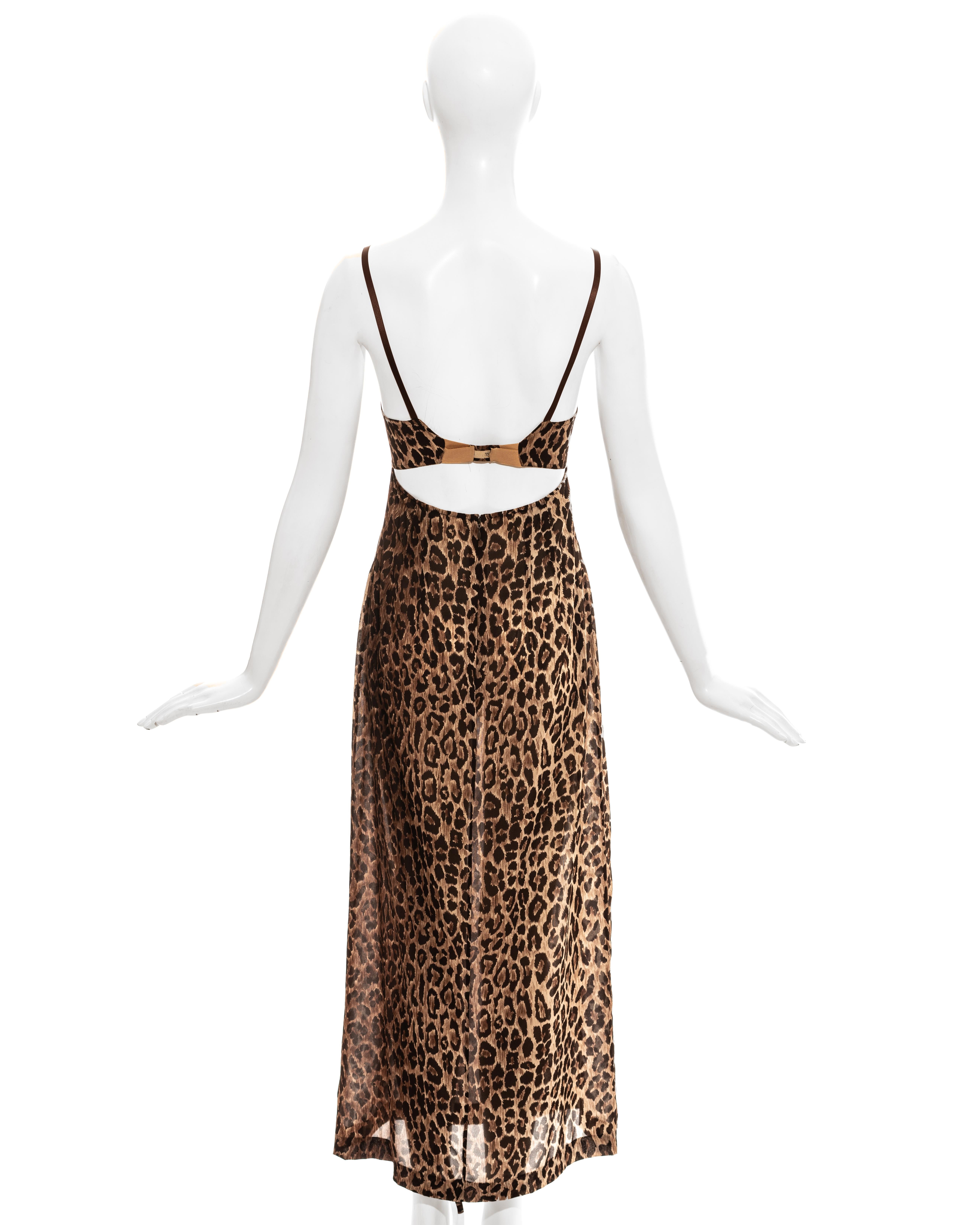Dolce & Gabbana vestido de noche de gasa de seda con estampado de leopardo, ss 1997 2