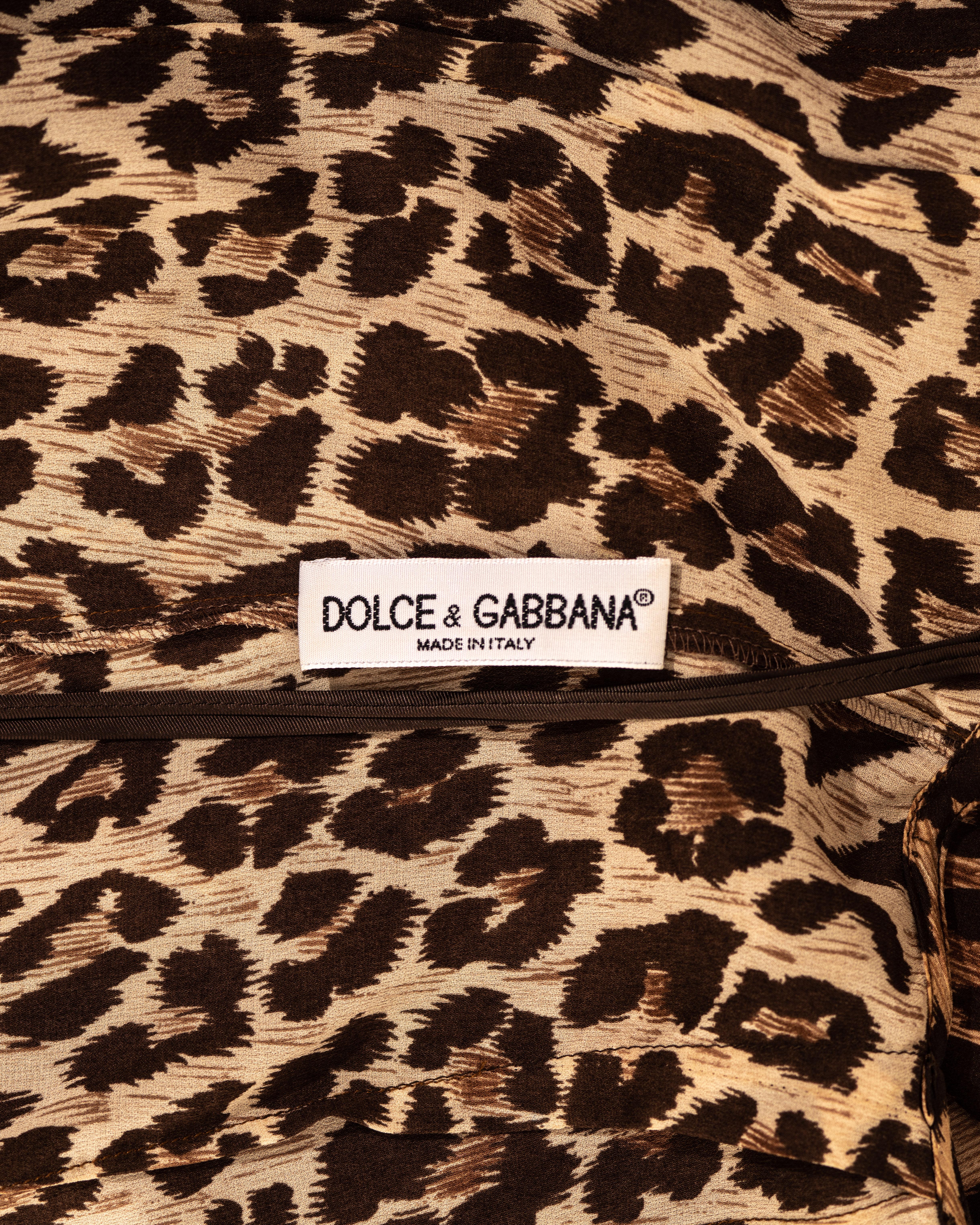 Women's Dolce & Gabbana leopard print silk chiffon evening slip dress, ss 1997 For Sale