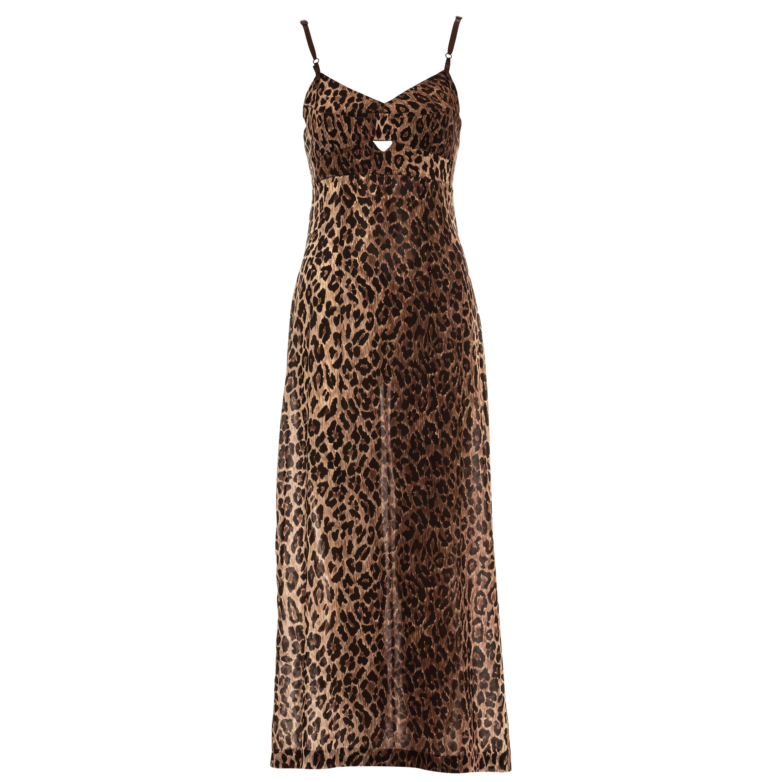 Dolce & Gabbana leopard print silk chiffon evening slip dress, ss 1997 For Sale