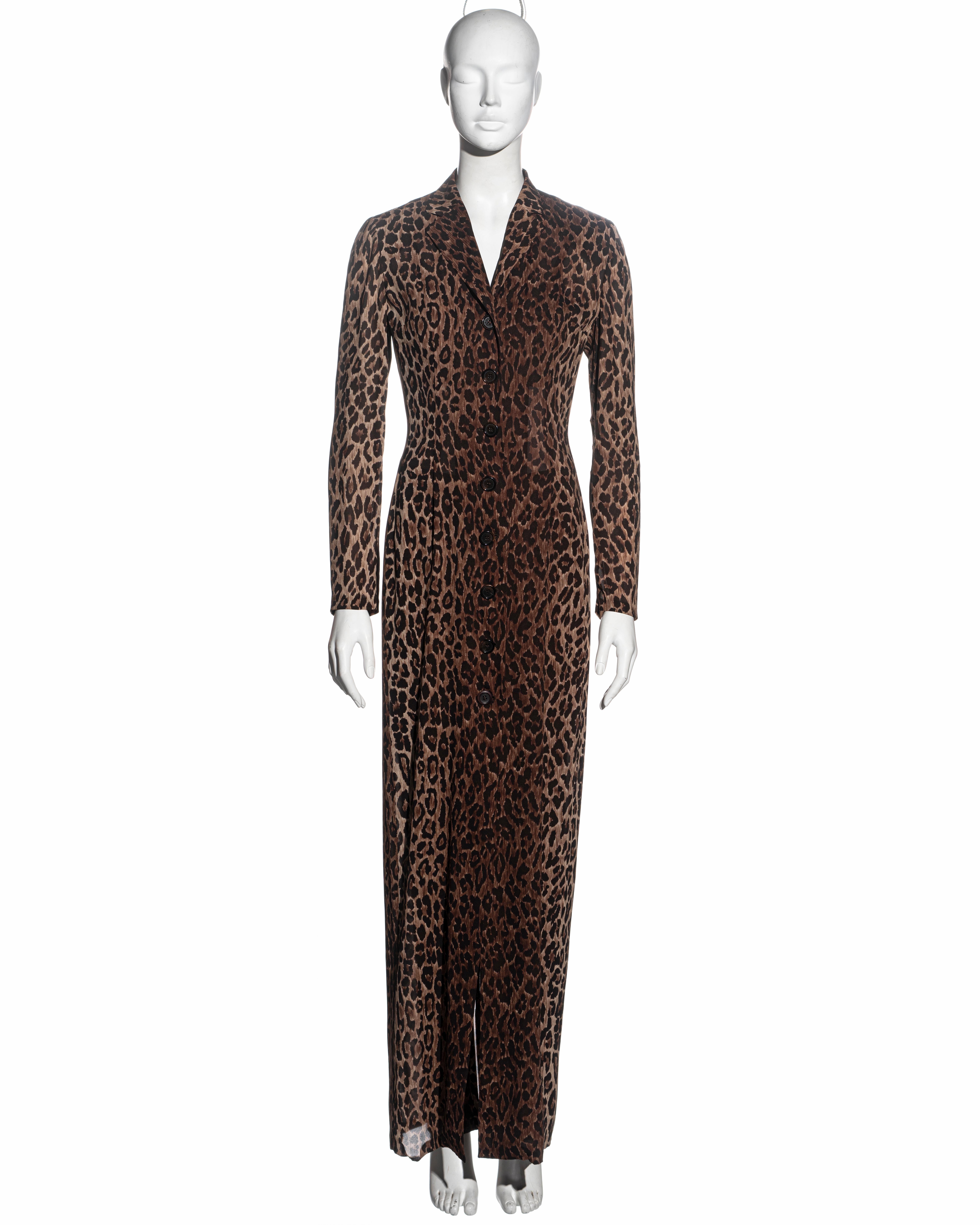 Dolce & Gabbana leopard print silk coat, pants and bra ensemble, ss 1997 In Excellent Condition For Sale In London, GB
