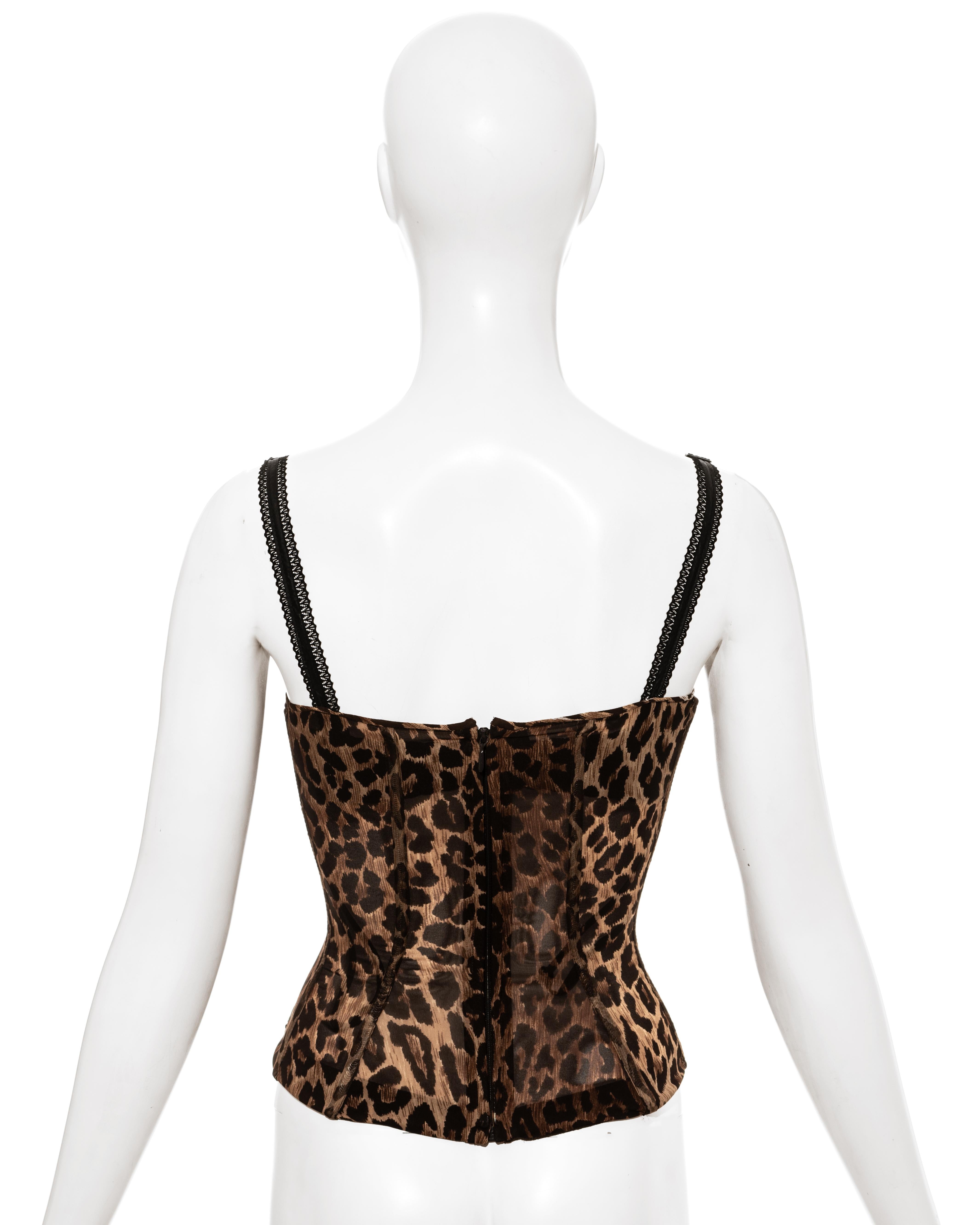 Black Dolce & Gabbana leopard print silk corset, fw 1998