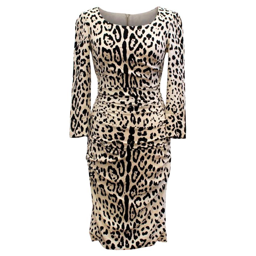 Dolce & Gabbana Leopard Print Silk Dress - Size US 4 For Sale