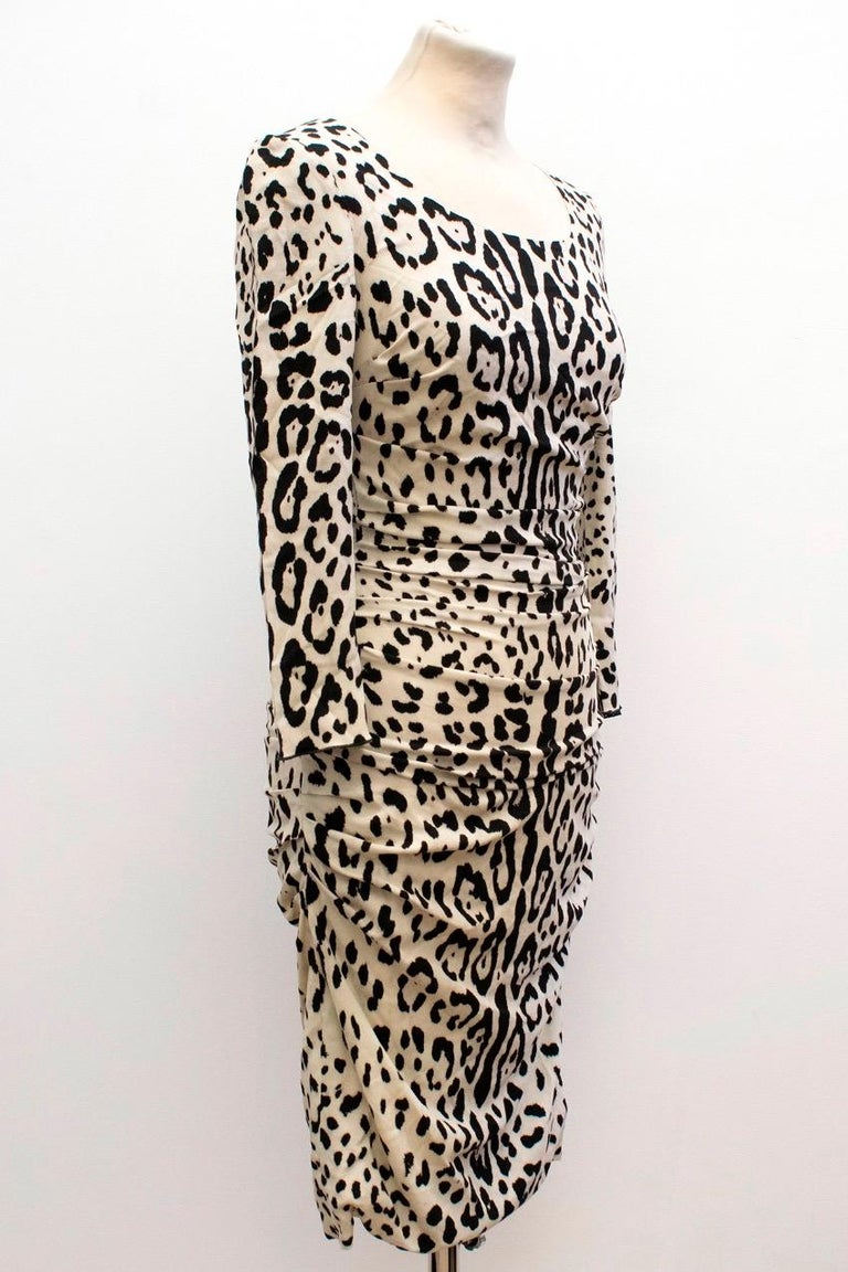 Dolce and Gabbana Leopard Print Silk Dress US 4 For Sale at 1stDibs