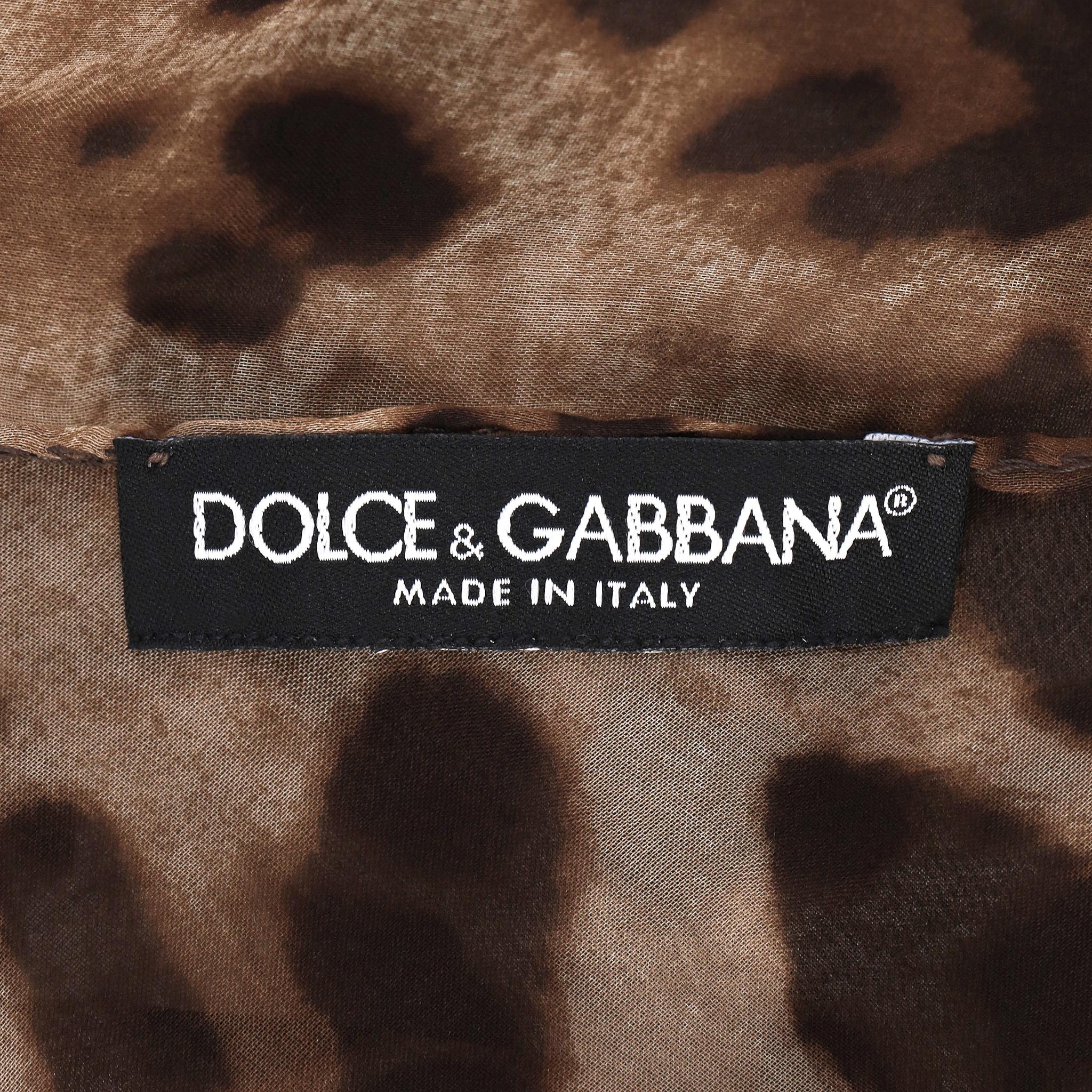Donna Sciarpa in seta con stampa leopardata di Dolce & Gabbana in vendita